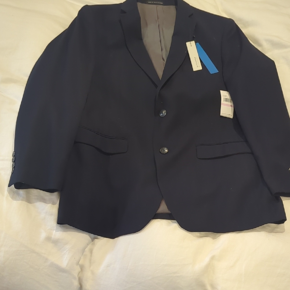 Men's Navy Blazer Perry Ellis Portfolio 42 Long Slim Fit New